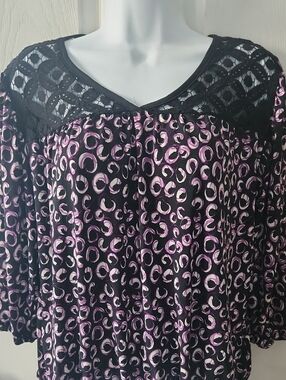 Van Heusen Black Lace Overlay Top